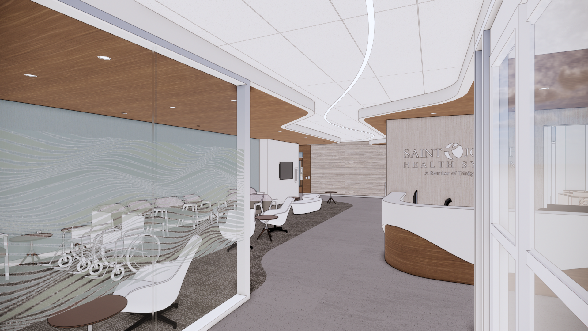 Render of Mishawaka's Cancer Center lobby