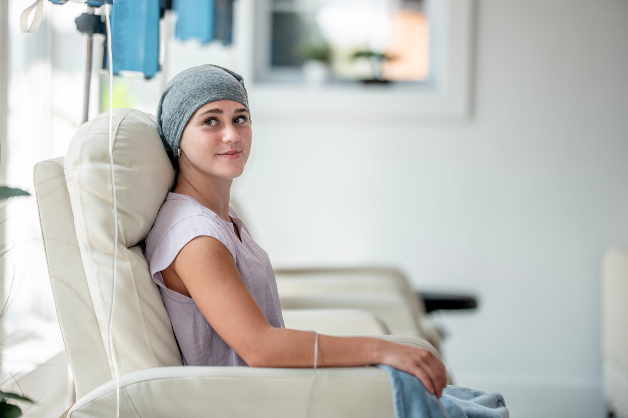 A content patient waiting for her provider