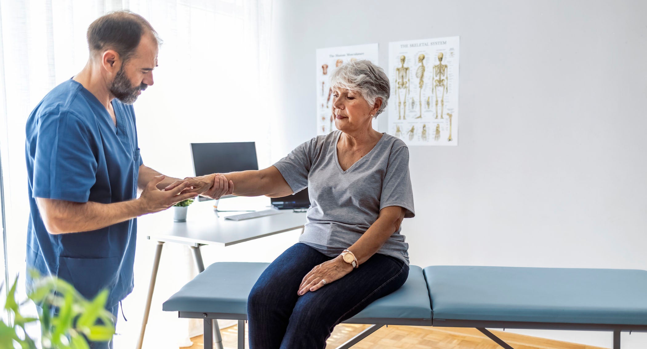 Woman visiting doctor during regenerative medicine appointment