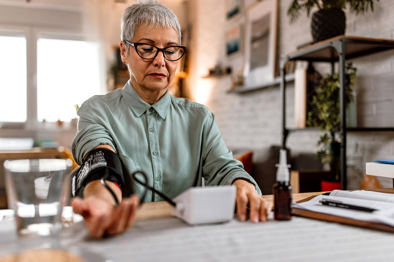 patient being examined for high blood pressure